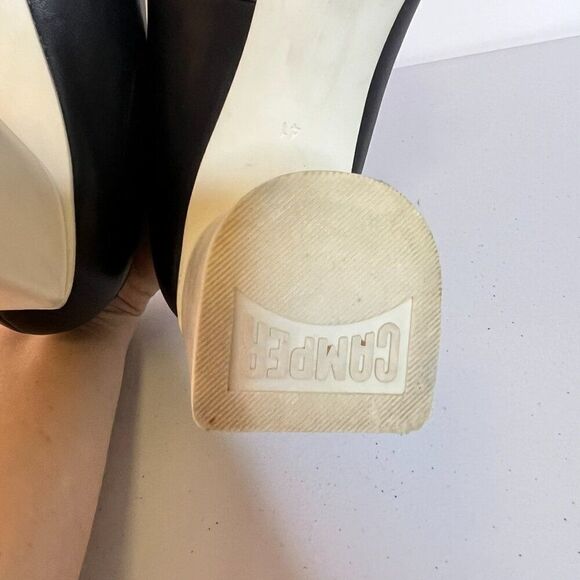 Camper Black Leather Block Heel Slip On Pumps - Picture 6 of 8